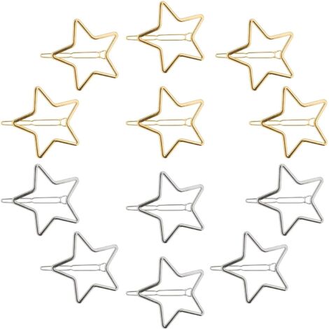 Lot de 12 pinces à cheveux en forme d'étoile, barrettes et accessoires de coiffure tendance pour femmes et filles