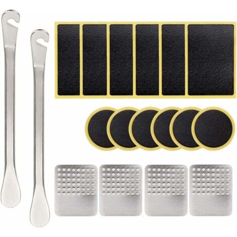 Kit de réparation de pneus de vélo, 18 pièces, kit de réparation de crevaison pour vélos, kit de réparation de pneus de vélo (1/5)