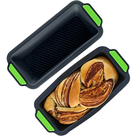 Moule à gâteau en silicone, avec 10 moules à cupcakes en silicone, moule à gâteau pour gâteaux/toasts/brots, droit, anti-haftbeschichtet