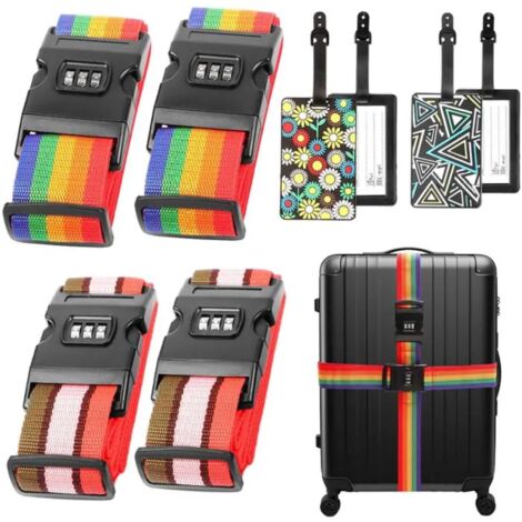 Lot de 4 étiquettes de bagage en cuir avec protection de l'intimité