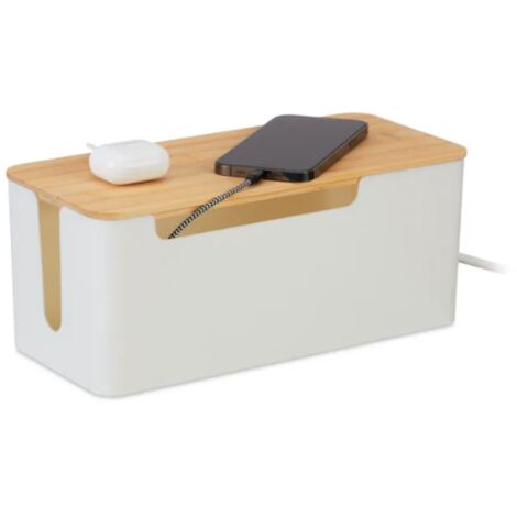 Boîte de rangement créative en fil de fer avec couvercle en bambou et en bois (1/5)
