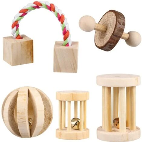 Bois jouets soins des dents naturel balle molaire exercice pour lapin rats cochon d'Inde et autres petits animaux (1/5)