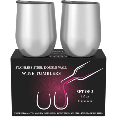 Lot de 6 verres à martini sans pied en acier inoxydable avec