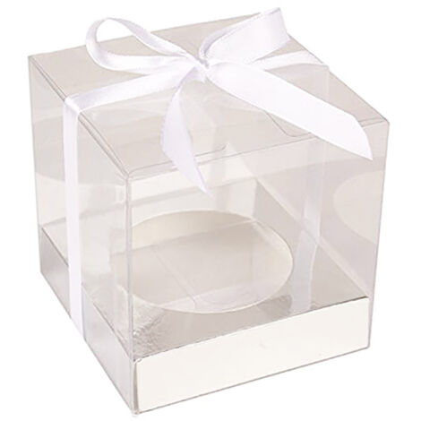 Lot de 12 boîtes à cupcakes transparentes en PVC, idéales pour la pâtisserie, le papier cadeau, les loisirs créatifs, les puddings, les mariages et les anniversaires. (1/5)