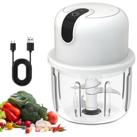 Zwiebel Zerkleinerer Elektrisch 300ml, USB Zwiebelschneider Elektrisch Klein Zwiebelhacker Knoblauch Zerkleinerer Küche Elektrischer Knoblauchschneider Coupe-oignon pour Fleisch, Zwiebeln, Knoblauch (1/5)