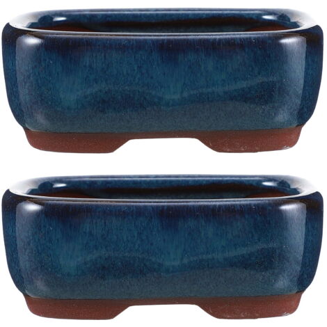 2pcs Ceramic Flower Pots Bonsai Pots Ceramic Flower Containers Home Supplies (1/5)