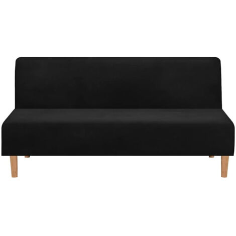 Sofa covers convertible sofa cover without armrests, stretch velvet, thick, soft, comfortable, for sofa bed, foldable sofa bed (thick black velvet)