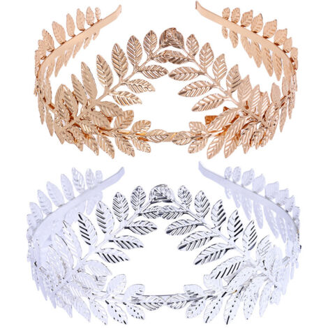 Bandeau de mariée (lot de 2) en alliage métallique, couronne de feuilles, diadème, accessoire de coiffure pour mariage, demoiselle d'honneur et bal de promo, pour femmes et filles