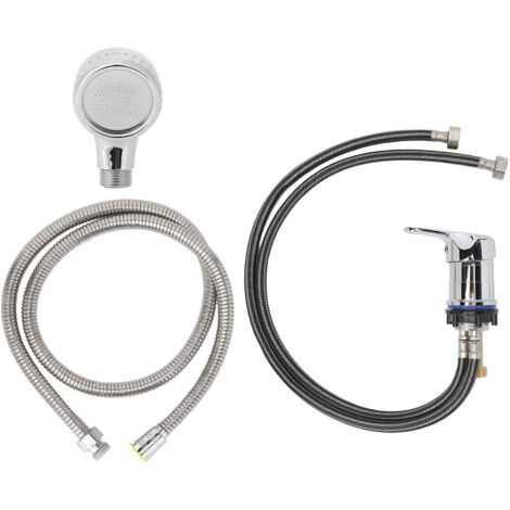 Kit de douchette pour bac à shampoing avec robinet, tuyau de 70 cm et flexible souple de 120 cm, vanne d'eau chaude/froide. (1/5)