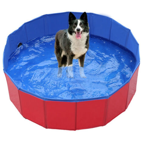 Piscine pliable pour chiens - Piscine portable pour enfants, baignoire, piscine extérieure pour petits et grands chiens, rouge (1/5)