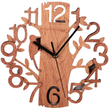 Horloge murale silencieuse en forme d'arbre, idéale pour la décoration du bureau, du salon ou de la chambre. (1/5)