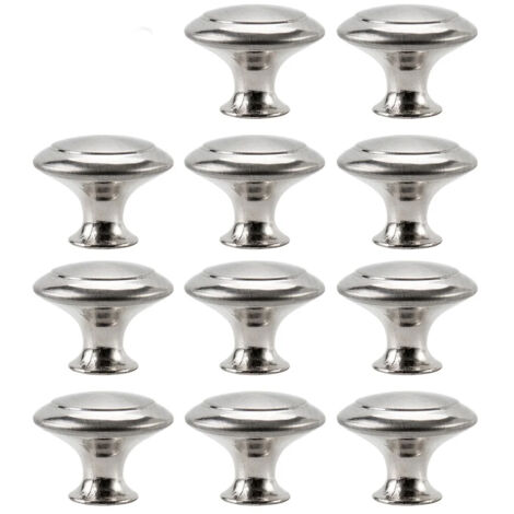 Lot de 20 poignées de porte de placard rondes en nickel brossé, en acier inoxydable avec vis, pour cuisine, salle de bain et chambre (argenté).