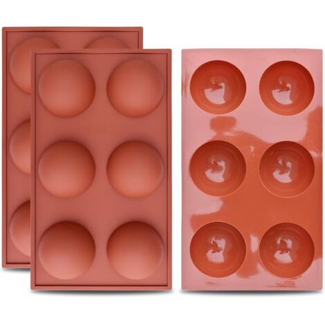 Moule à Pâtisserie en Silicone - JINFGERNE - Lot de 2 Demi-Sphères (6 Cavités) - 29 x 17 x 3,5 cm - Parfait pour Gâteaux et Chocolats (1/5)