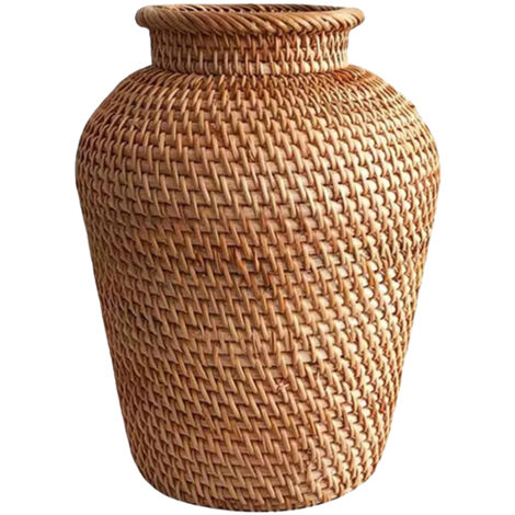 Vase en rotin, composition florale artistique, décoration rustique, ornement, vases en osier, design automnal, rotin tressé