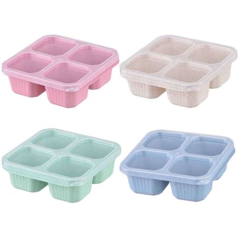 Lot de 4 Plateaux à Quatre Compartiments - JINFGERNE - Idéal pour Fruits, Collations, Bonbons et Déjeuner, Parfait pour les Voyages et Pique-Niques (1/5)