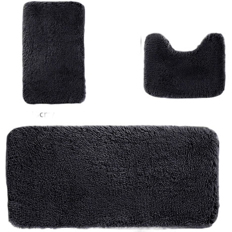 Tapis de Toilette Doux et Antidérapants pour Salle de Bain - JINFGERNE - Ensemble de 3 Pièces Absorbants, Lavables en Machine, Idéal pour Salle de Bain, Toilettes et Spas (1/5)
