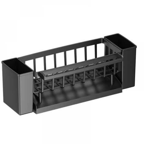 Organisateur d’évier noir 31x11,5x10,5 cm – JINFGERNE – Égouttoir multifonction avec porte-éponges et porte-torchons (1/5)