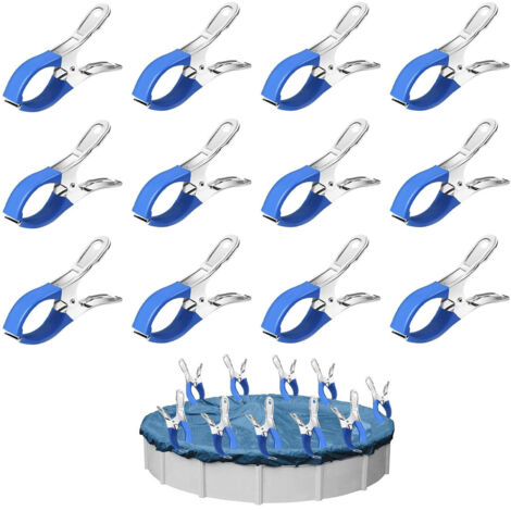 12 Pièces Métalliques pour Pince Serre Joint, Pince Bache Piscine de Fixation avec Feuille de Protection, Pinces pour Piscines Hors Sol, Pinces à Forte Tension pour Bâche de Couverture (1/5)