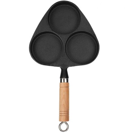 Poêle en fonte à 3 compartiments – JINFGERNE – Poêle pour crêpes, œufs au plat et steak – Cuisson du petit-déjeuner (1/5)