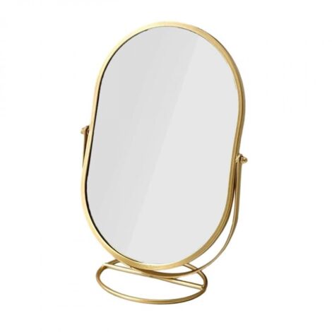 Miroir de table multifonctionnel doré – JINFGERNE – Double miroir 1x et 10x – Éclairage LED réglable – Support stable pour dressing ou salle de bain (1/5)