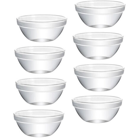 JINFGERNE Lot de 8 mini bols en verre transparent 6 cm pour desserts, sauces, puddings et trempettes, usage maison ou professionnel (1/5)
