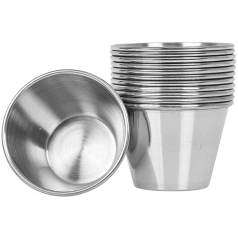 Ramequins en acier inoxydable 12 pcs 85 ml - JINFGERNE - multifonction pour sauces, condiments et portions individuelles, durables et réutilisables (1/5)