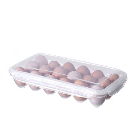 Boîte à Oeufs, 18 Grilles Boîte de Rangement des Oeufs Frigo en avec Couvercle, Plateau à œufs, Support à œufs pour Réfrigérateur, Conteneur de Stockage d'oeufs, Plastique, Transparente 32 x 1 (1/5)