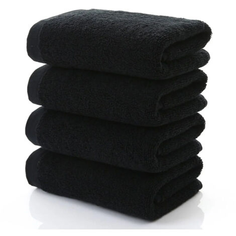Serviette de bain en coton pur, grande taille - JINFGERNE - séchage rapide, douce et luxueuse, couleur noire, idéale pour les mains et le corps (1/5)