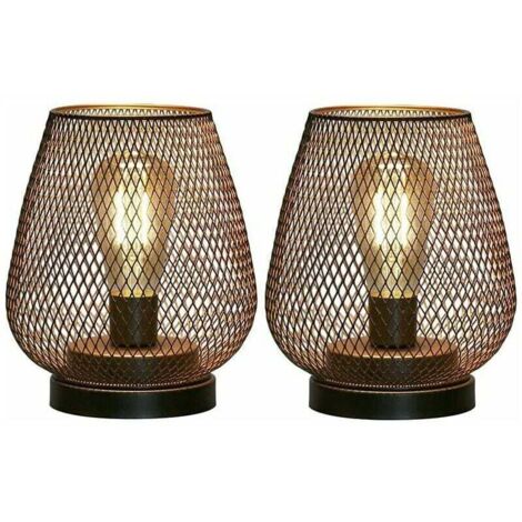 Lot de 2 Lampes de Chevet Sans Fil en Cage Métallique - JINFGERNE - Lampes d'Extérieur à Piles Idéales pour Salon, Mariages et Terrasses, Design Vintage Élégant, Parfaites pour Intérieur et Extérieur (1/5)