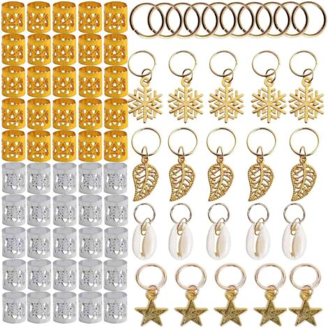 80 accessoires de cheveux dorés - JINFGERNE - Bijoux en aluminium pour tresses, dreadlocks et coiffures créatives, idéaux pour fêtes et festivals