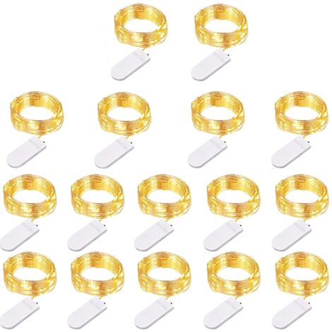 Guirlande Lumineuse Féérique à Piles - JINFGERNE - Lot de 16 Mini Guirlandes en Cuivre de 2 m avec 20 LED pour Décoration Intérieure, Soirée et Jardin (1/5)