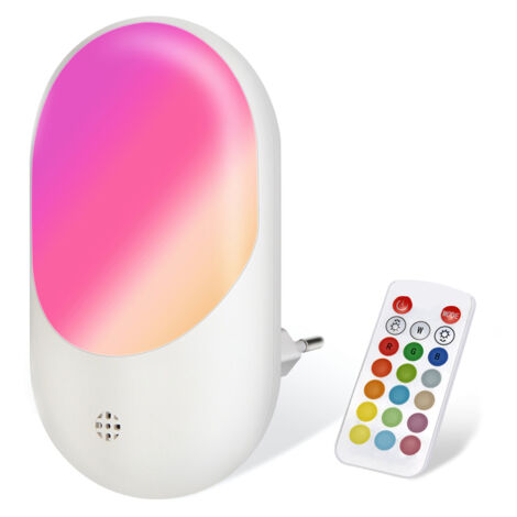 Veilleuse LED à Brancher - JINFGERNE - 16 Couleurs RGB avec Télécommande, Éclairage Doux pour Cuisines, Couloirs et Escaliers, Pratique et Élégante (1/5)