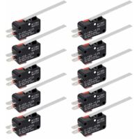 Lot de 10 micro-interrupteurs de fin de course à levier à charnière SPDT 1NO 1NC, interrupteurs momentanés à levier long, 3 broches pour Arduino longziming
