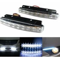 Lot de 2 ampoules LED à 8 LED pour feux de jour de voiture (DRL), antibrouillards, ultra-lumineuses et étanches, 12 V CC