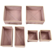 Ensemble de 6 boîtes de rangement pour sous-vêtements, soutiens-gorge, attaches et chaussettes (rose) - 3 tailles différentes