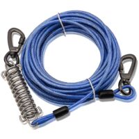 Laisse d'attache pour chiens de jardin, câble d'attache, laisse longue pour grands chiens, laisse pour grands chiens - bleu - 6 mm x 9,75 m