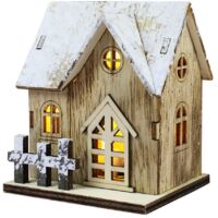 Maison lumineuse de Noël en bois, cabane lumineuse, décorations de bureau en bois pour bureaux et magasins