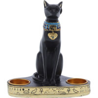 Statue de Chat Vintage en Résine Figurine Chandelier Bougeoir Décoration de Bureau Maison Mariage Cadeau
