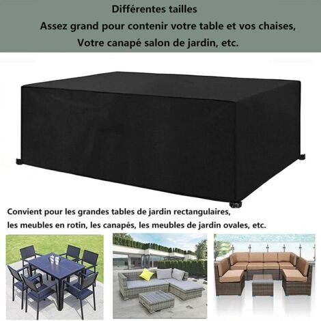 Housse De Salon Jardin 190x95x75cm 420D Oxford Housse Salon De Jardin Imperméable Anti UV Housse Table De Jardin Protection Tous Les Temps Table Et De Canapé Avec Corde Et Boucle Verrouillage