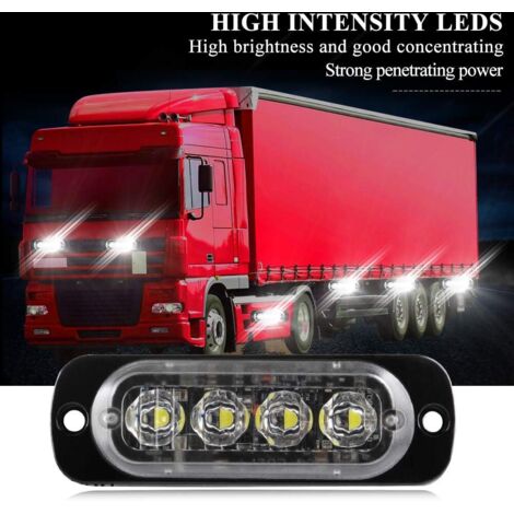 4 Feux Stroboscopiques LED D'Urgence Pour Véhicules - 12-24V, 18 Modes Clignotants, Étanche IPX4, Ambre/Blanc Feux Pour Véhicule Utilitaire VTT Engin