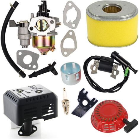 de carburateur avec filtre à air Bobine d'allumage Lanceur Compatible avec Honda Gx140 Gx160 Gx200 Pièces de moteur 5,5HP 6,5HP +Système d'échappement silencieux avec bouclier thermique EX35 (1/5)