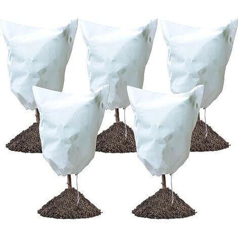 Lot de 5 housses de protection contre le gel pour plantes avec cordon de serrage, couverture chaude réutilisable pour arbustes, pour la prévention des animaux et des oiseaux(80X100CM) (1/5)