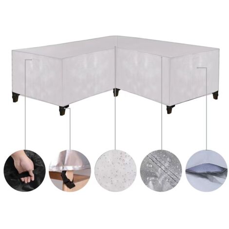 S-giant Housse Salon de Jardin Angle Exterieur, Housses de Meubles en Forme de L, Housse de Protection pour Meubles de Jardin, Housse de Canapé de Jardin Imperméable(Argent,250X250X100cm)