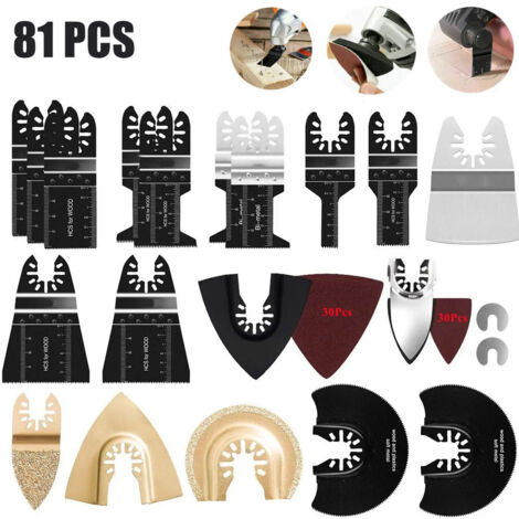 S-giant 81 Pièces Lames de Scie Oscillantes Bois Plastique Métal Universelle Outil Multifonctions Accessoires Kit y compris Sac de Rangement Convient pour DeWalt Parkside Black&Decker Makita et Plus