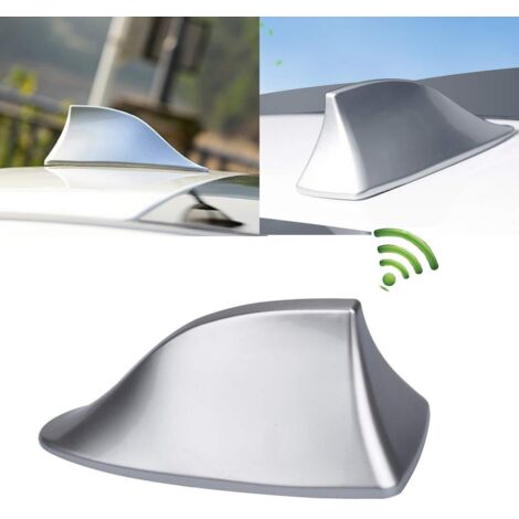 S-giant Antenne Requin Voiture Universelle en Forme Antenne D'aileron de Requin - Antenne de Voiture avec FM/AM Radio Signal avec Base adhésive étanche pour Auto SUV Camion Van (Argent) (1/5)