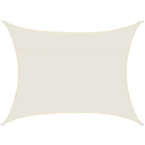 S-giant Toile de protection solaire rectangulaire en tissu 2x3m imperméable à la lumière, avec œillets et cordes, adaptée pour jardin et terrasse extérieurs.(Blanc cassé) (1/5)