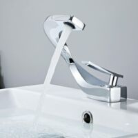 S-giant Mitigeur de Lavabo Chromé, Robinet Salle de Bain Moderne, Robinetterie au Design Elégant, Laiton