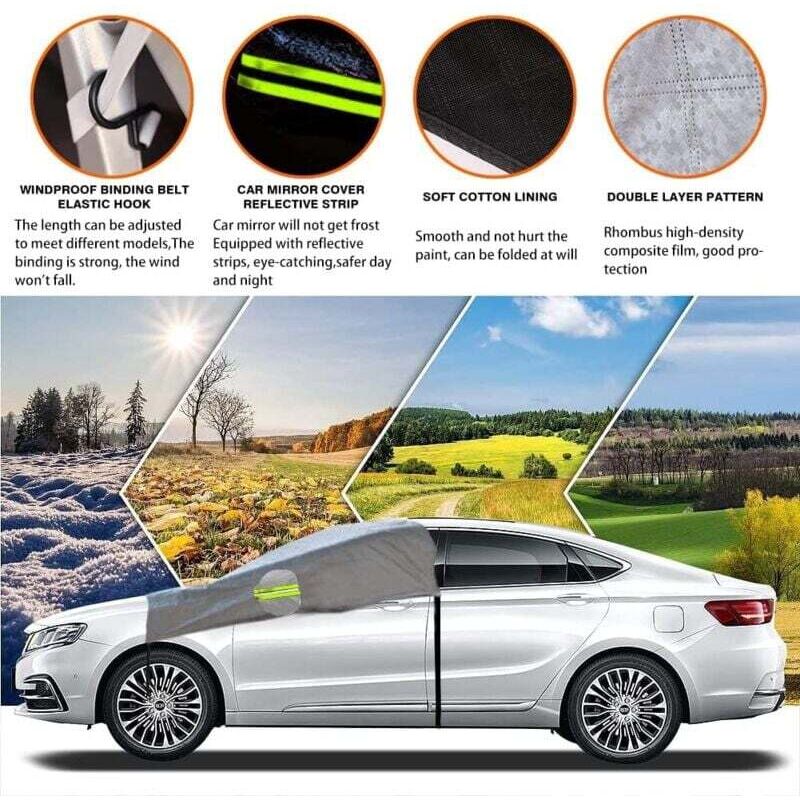 Housse Pare-Brise Hiver Voiture - Tissu Oxford Épais, Protection Neige Et Gel - 10