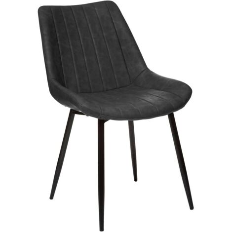 Fauteuil Olwen, effet cuir gris ardoise (1/4)