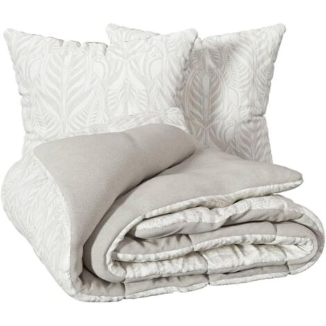 Parure de lit imprimée Nalh 240 x 220 cm en lin beige (1/5)